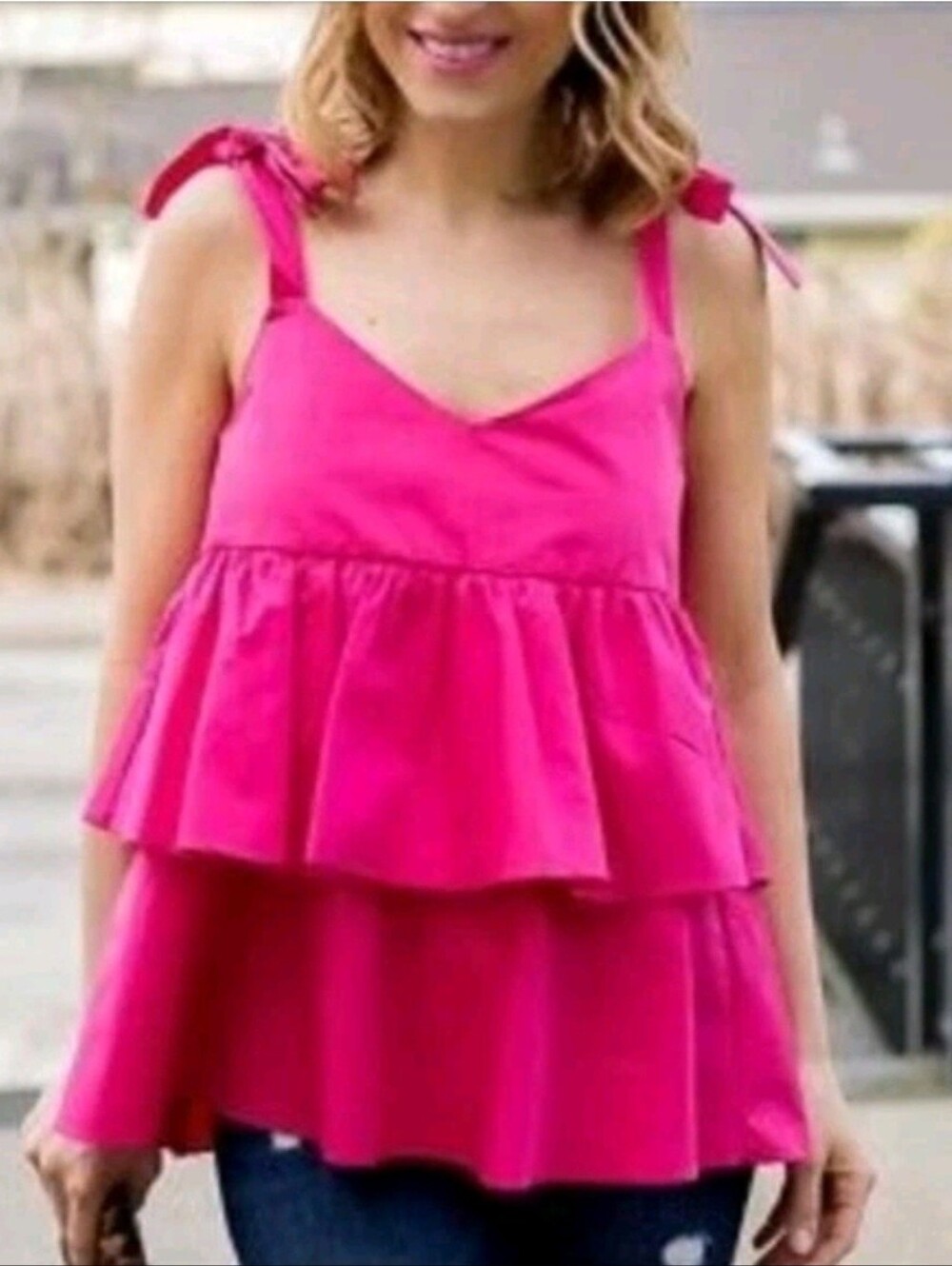Zara Hot Pink Peplum Trafaluc Collection - L